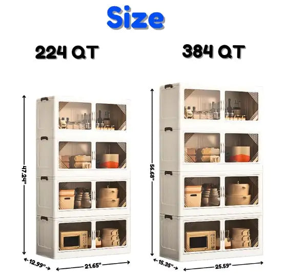 Collapsible Storage Bin Organizer, Stackable Cube Large Plastic Storage Box With Lid And Wheels