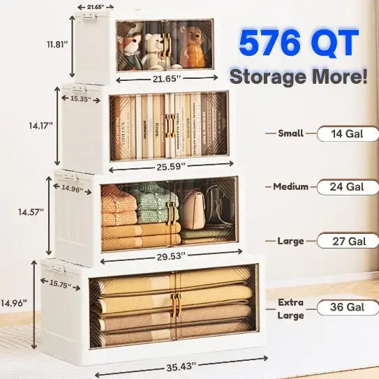 Collapsible Storage Bin Organizer, Stackable Cube Large Plastic Storage Box With Lid And Wheels