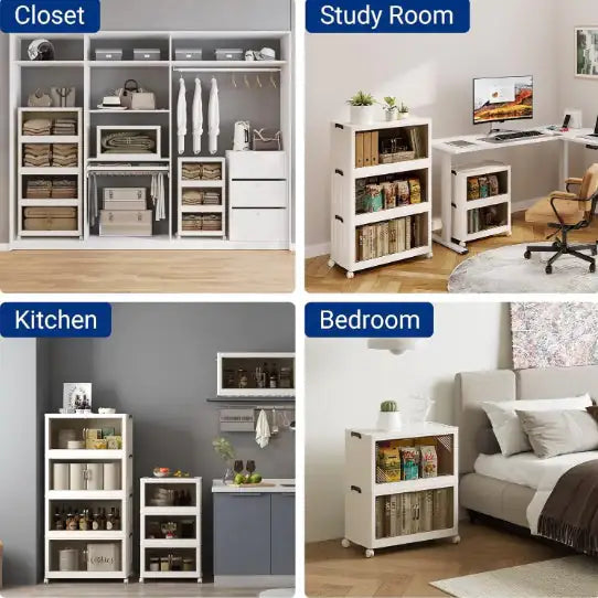 Collapsible Storage Bin Organizer, Stackable Cube Large Plastic Storage Box With Lid And Wheels