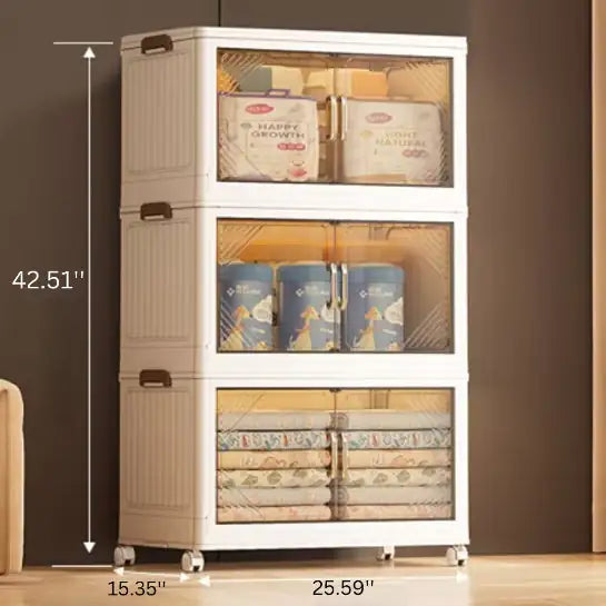 Collapsible Storage Bin Organizer, Stackable Cube Large Plastic Storage Box With Lid And Wheels